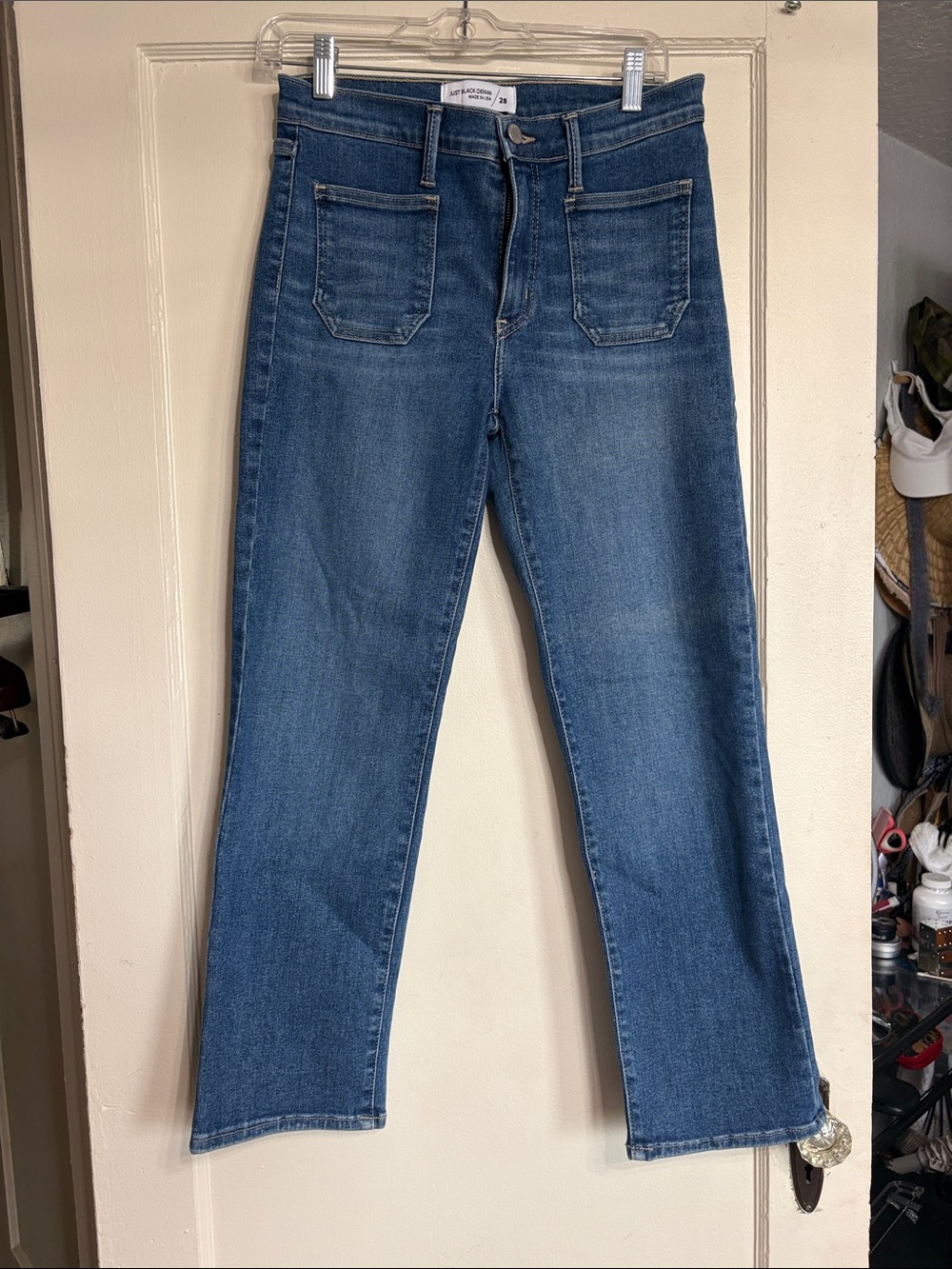 Zara Straight Leg Jeans in Medium Blue Wash